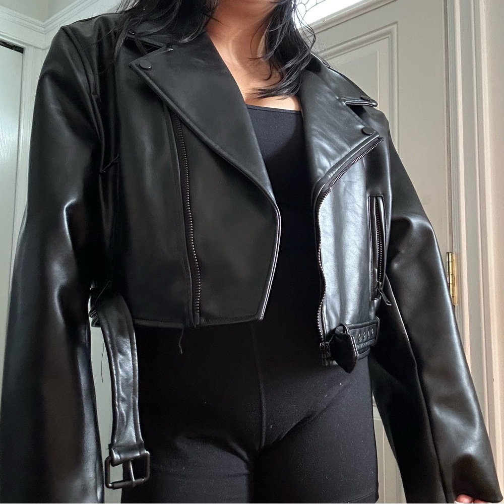 LIONESS jacket faux leather moto, oversized